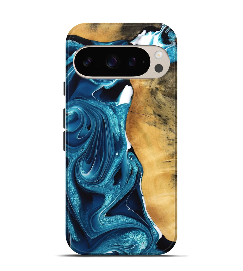 Pixel 9 Wood Live Edge Phone Case - Wallace (Blue, 733406)