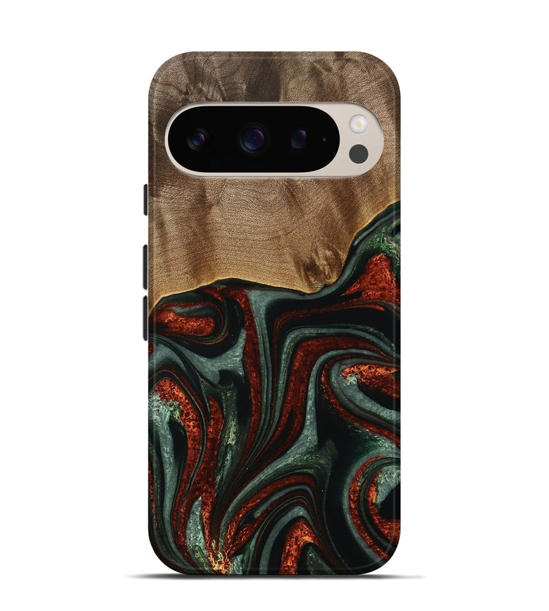 Pixel 9 Wood Live Edge Phone Case - Maye (Green, 733407)