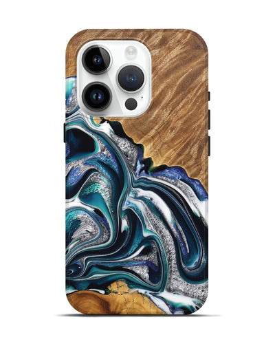 iPhone 15 Pro Wood Live Edge Phone Case - Addi (Blue, 733408)