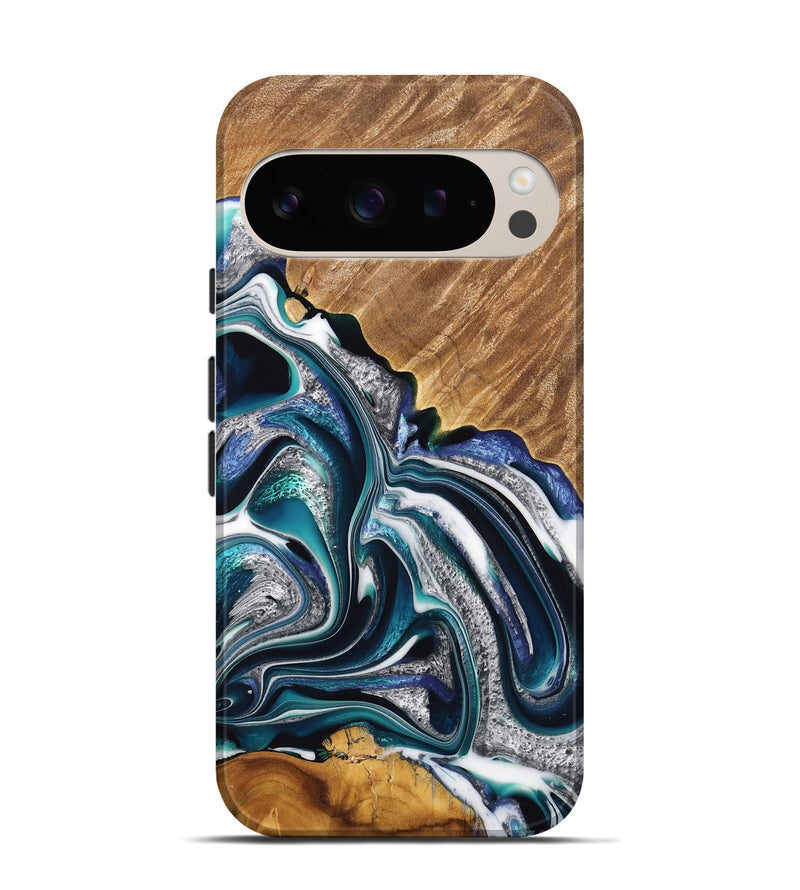 Pixel 9 Wood Live Edge Phone Case - Addi (Blue, 733408)