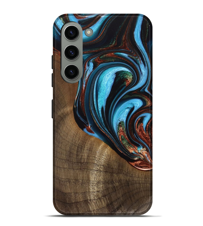 Galaxy S23 Plus Wood Live Edge Phone Case - Squire (Teal & Gold, 733409)