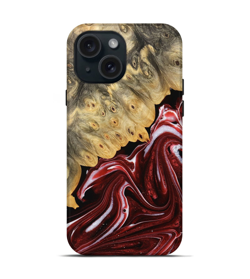 iPhone 15 Wood Live Edge Phone Case - Tandy (Red, 733410)