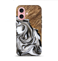 iPhone 16 Wood Live Edge Phone Case - Kareen (Black & White, 733413)