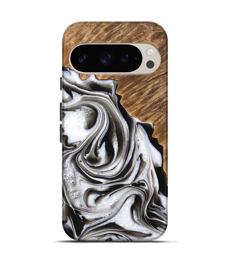 Pixel 9 Wood Live Edge Phone Case - Kareen (Black & White, 733413)