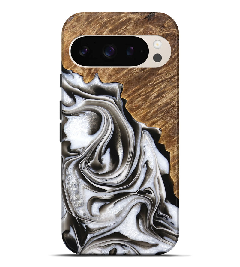 Pixel 9 Pro XL Wood Live Edge Phone Case - Kareen (Black & White, 733413)