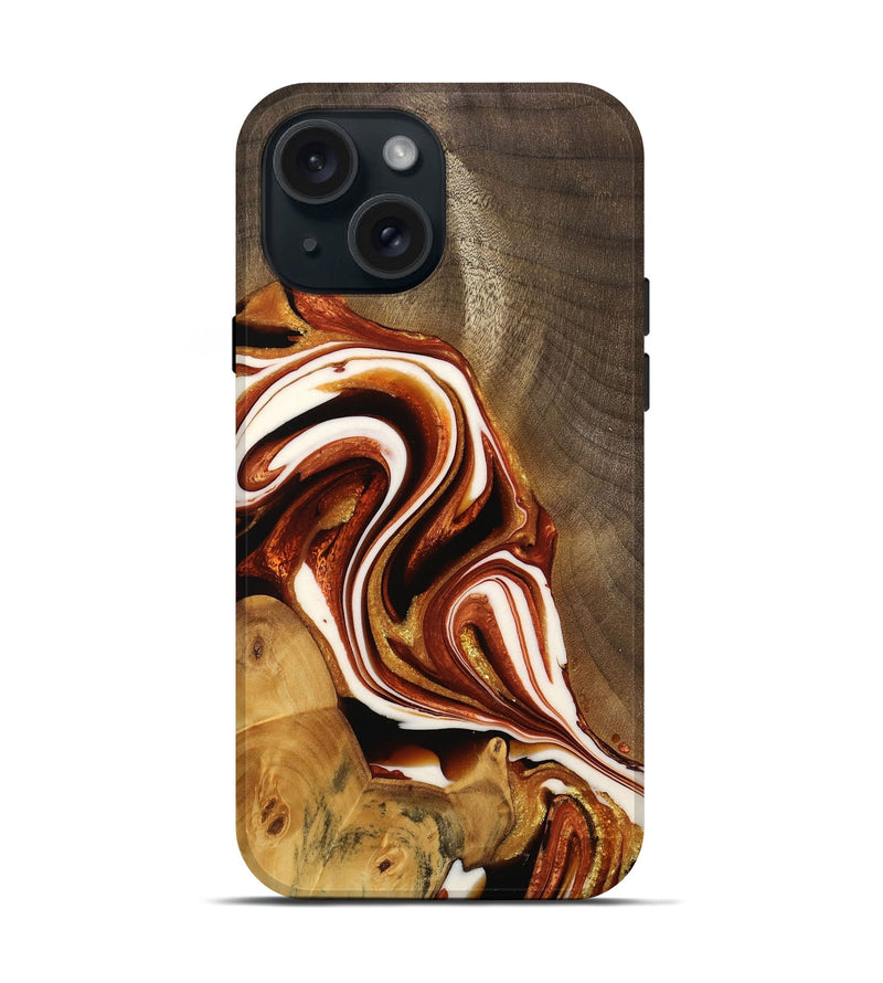 iPhone 15 Wood Live Edge Phone Case - Avah (Red, 733415)