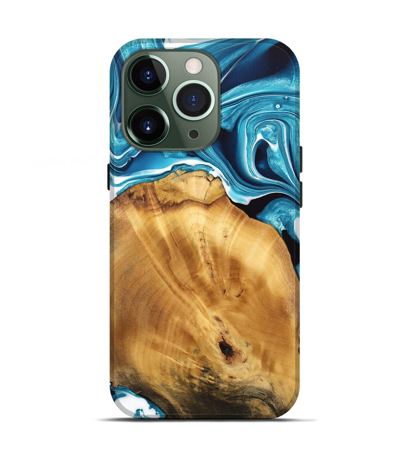 iPhone 13 Pro Wood Live Edge Phone Case - Bogdan (Blue, 733416)