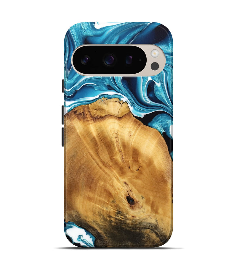 Pixel 9 Wood Live Edge Phone Case - Bogdan (Blue, 733416)