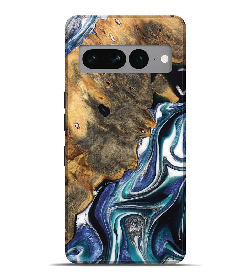 Pixel 7 Pro Wood Live Edge Phone Case - Korry (Blue, 733420)