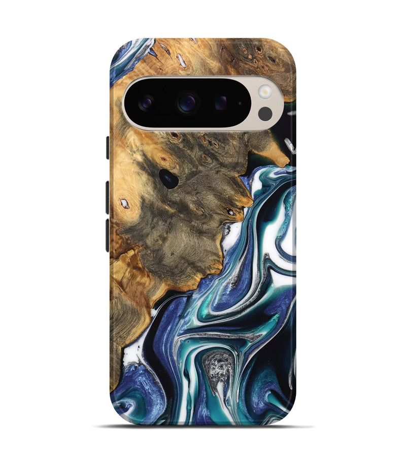 Pixel 9 Wood Live Edge Phone Case - Korry (Blue, 733420)