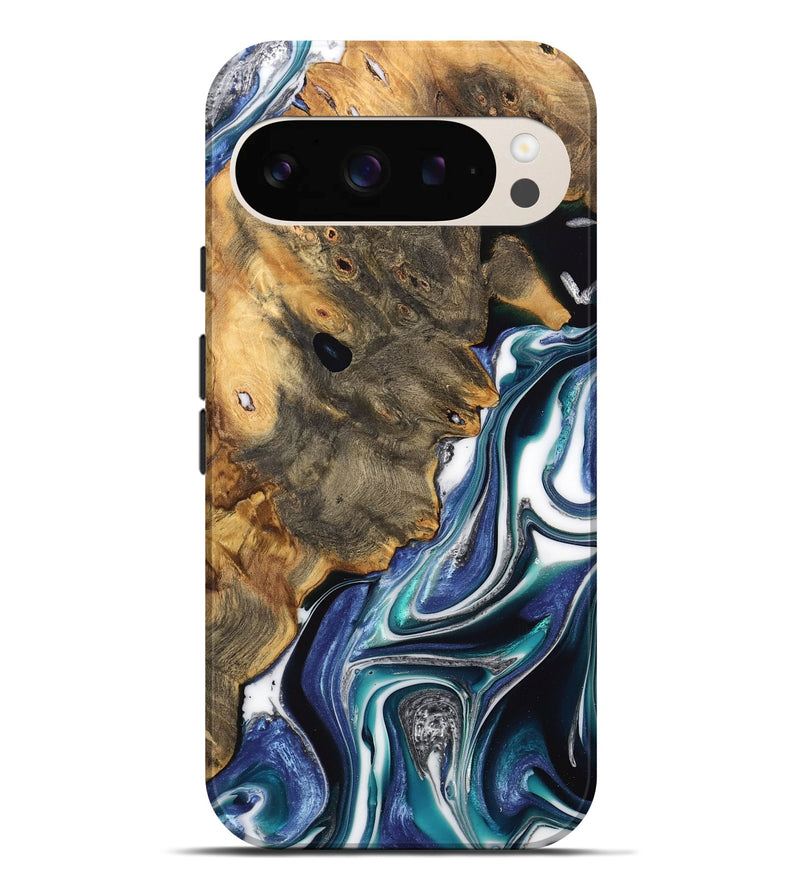 Pixel 9 Pro XL Wood Live Edge Phone Case - Korry (Blue, 733420)