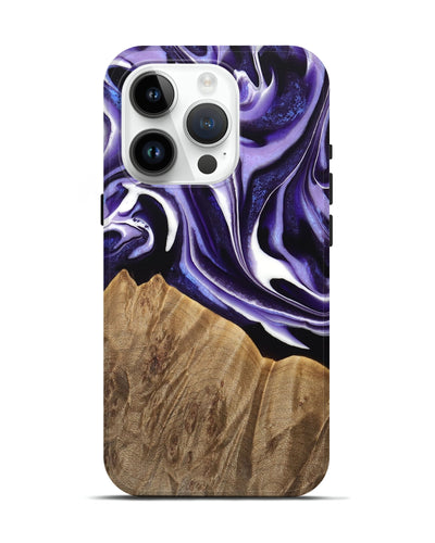 iPhone 15 Pro Wood Live Edge Phone Case - Amand (Purple, 733421)