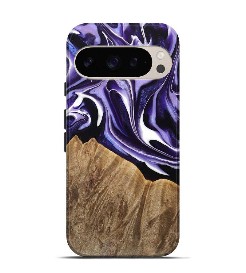 Pixel 9 Wood Live Edge Phone Case - Amand (Purple, 733421)