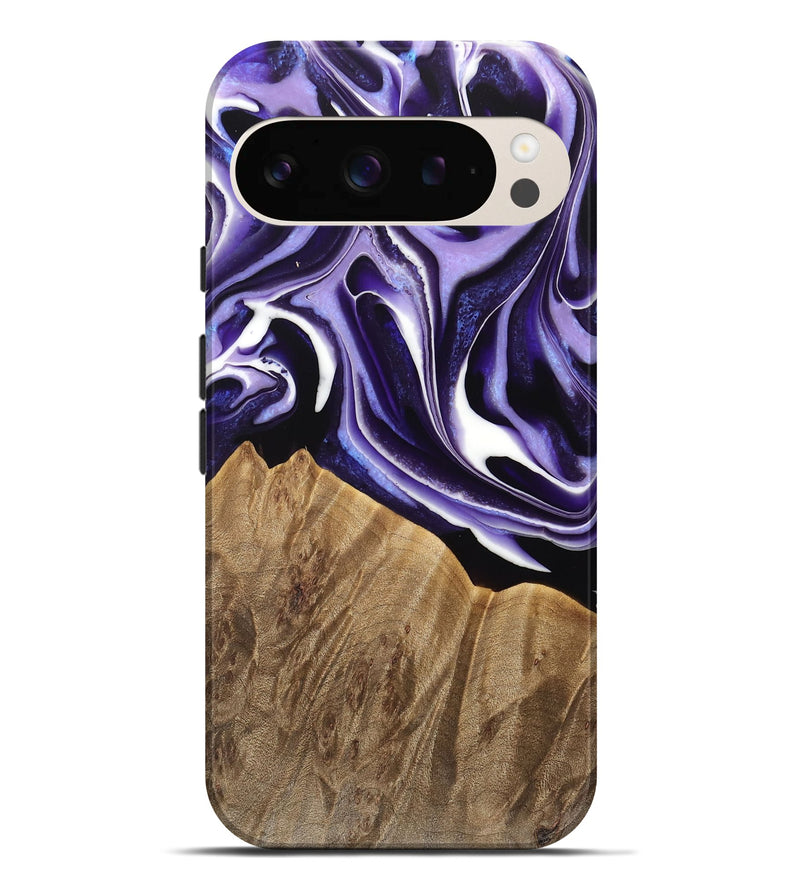 Pixel 9 Pro XL Wood Live Edge Phone Case - Amand (Purple, 733421)