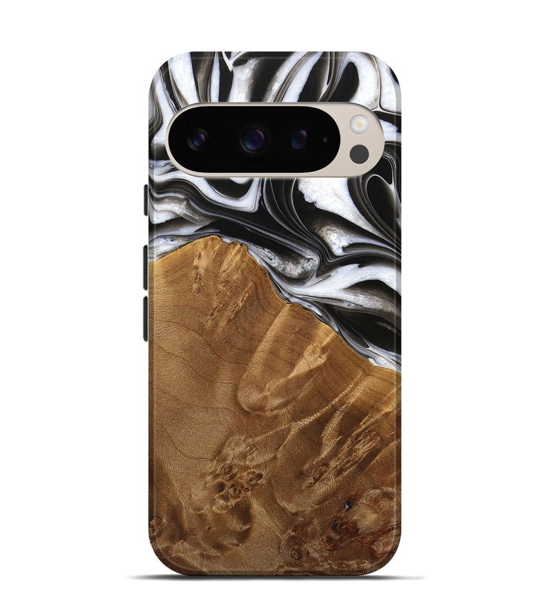 Pixel 9 Wood Live Edge Phone Case - Ione (Black & White, 733422)