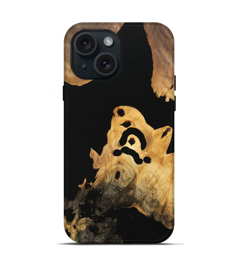 iPhone 15 Wood Live Edge Phone Case - Evert (Pure Black, 733423)