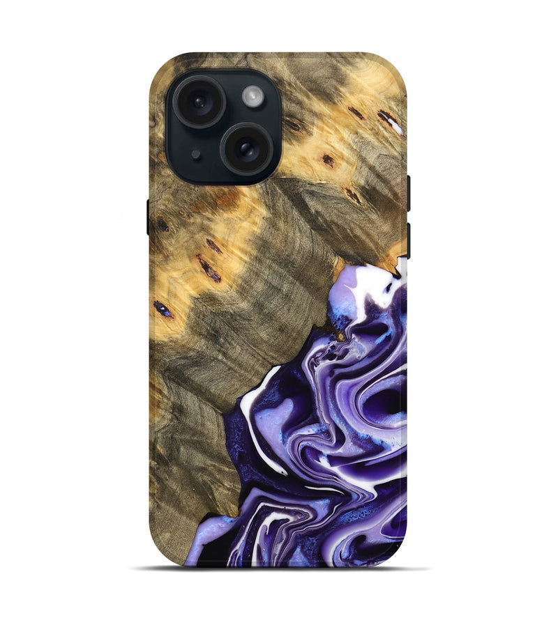 iPhone 15 Wood Live Edge Phone Case - Maurijn (Purple, 733425)