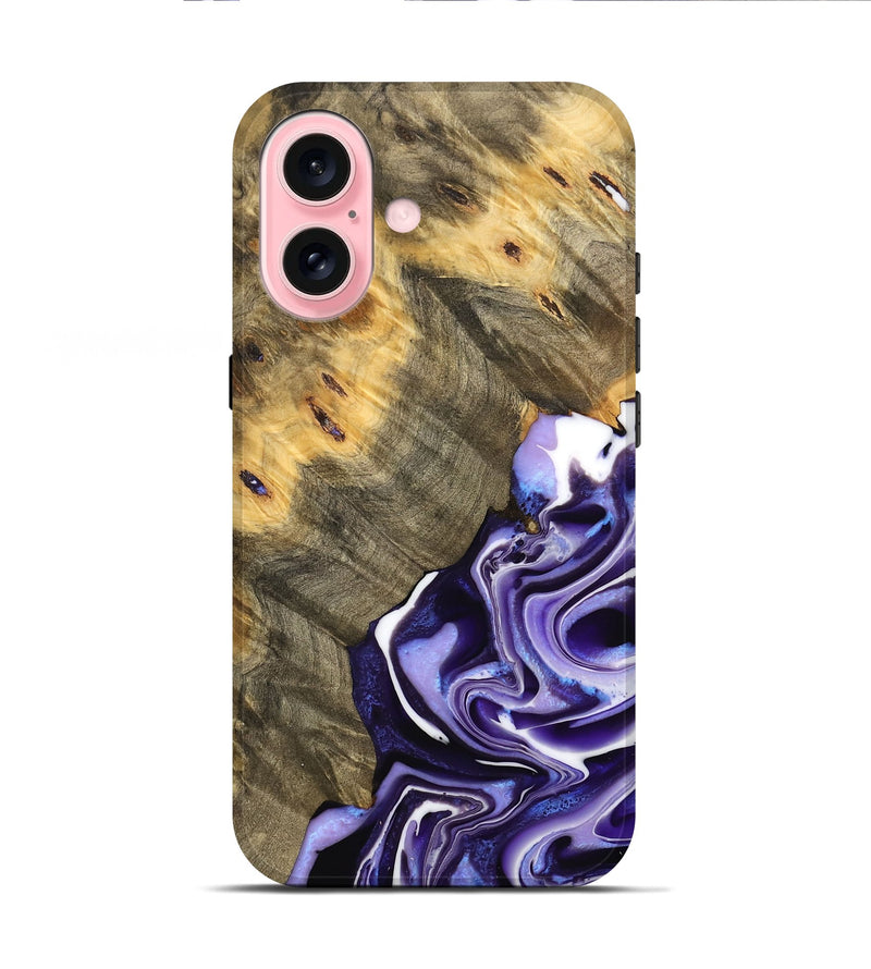 iPhone 16 Wood Live Edge Phone Case - Maurijn (Purple, 733425)