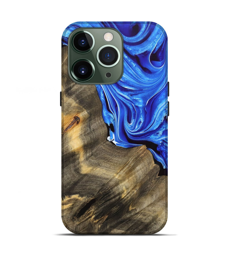 iPhone 13 Pro Wood Live Edge Phone Case - Mitesh (Blue, 733426)