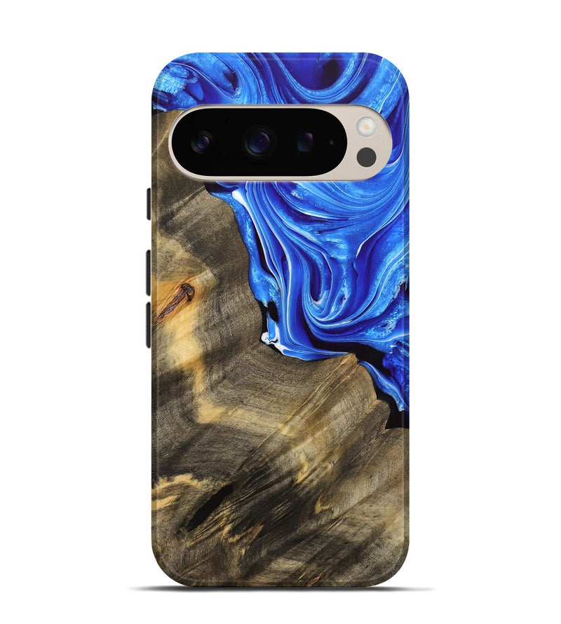 Pixel 9 Wood Live Edge Phone Case - Mitesh (Blue, 733426)