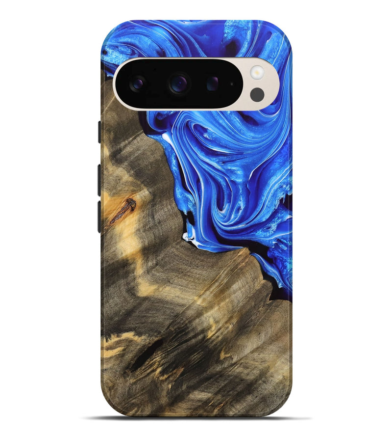 Pixel 9 Pro XL Wood Live Edge Phone Case - Mitesh (Blue, 733426)