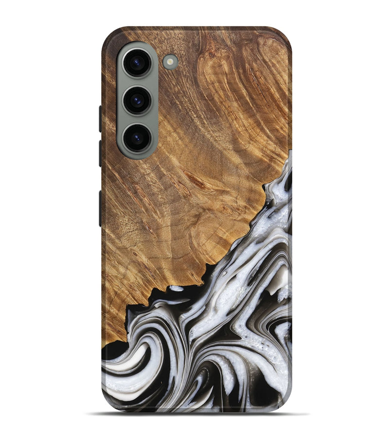 Galaxy S23 Plus Wood Live Edge Phone Case - Lorinda (Black & White, 733428)