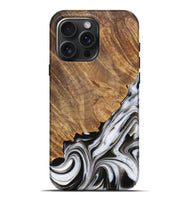 iPhone 16 Pro Max Wood Live Edge Phone Case - Lorinda (Black & White, 733428)