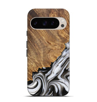 Pixel 9 Wood Live Edge Phone Case - Lorinda (Black & White, 733428)