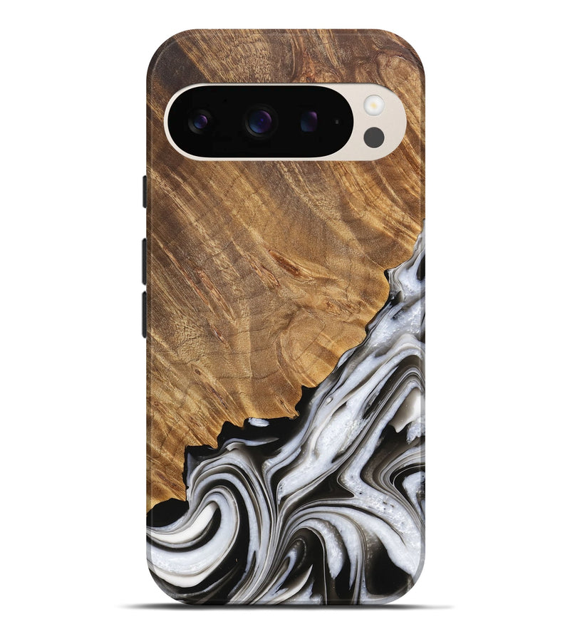 Pixel 9 Pro XL Wood Live Edge Phone Case - Lorinda (Black & White, 733428)