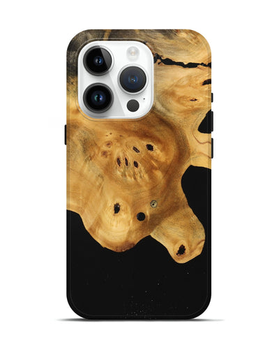 iPhone 15 Pro Wood Live Edge Phone Case - Helmer (Pure Black, 733429)