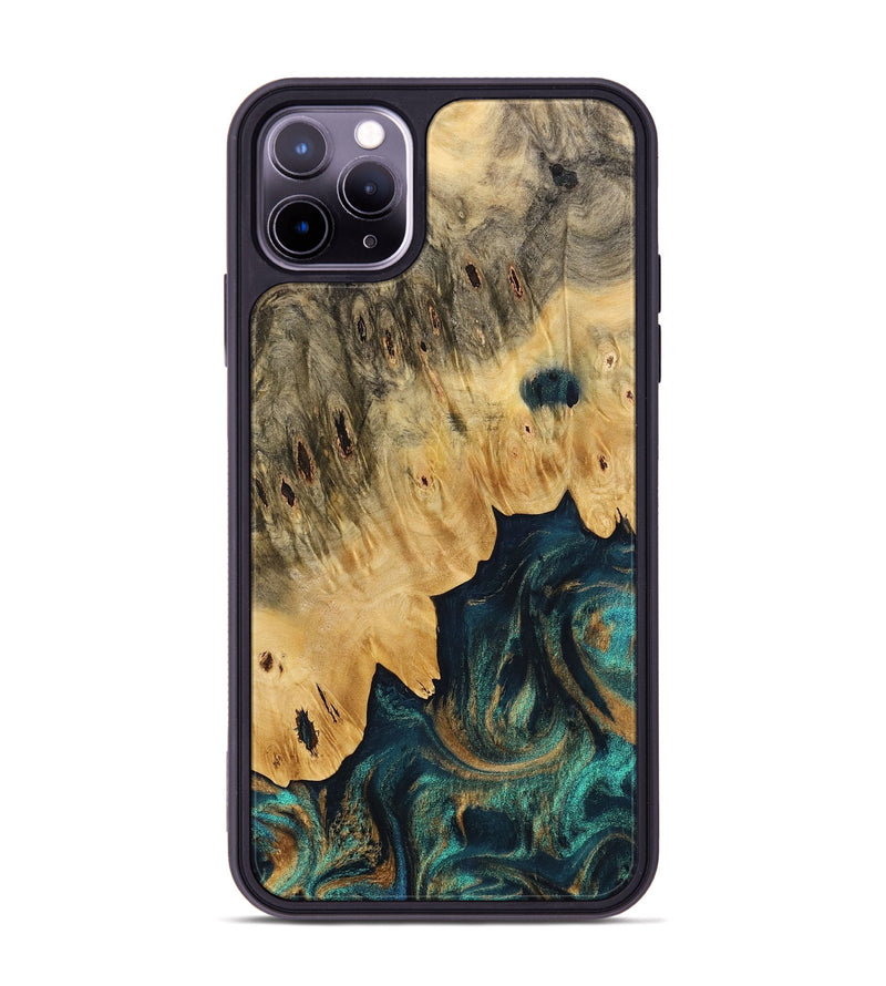 iPhone 11 Pro Max Wood Phone Case - Selia (Teal & Gold, 733434)