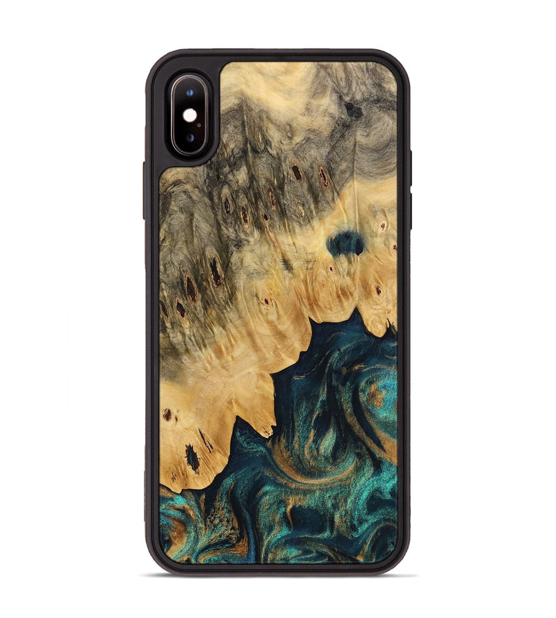 iPhone Xs Max Wood Phone Case - Selia (Teal & Gold, 733434)