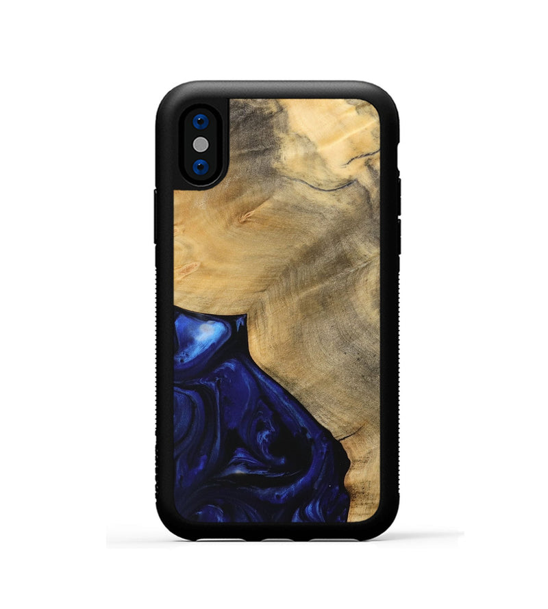 iPhone Xs Wood Phone Case - Fionan (Blue, 733435)