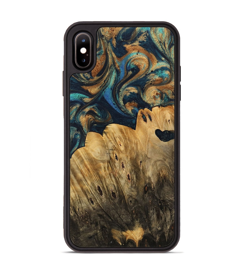 iPhone Xs Max Wood Phone Case - Thurman (Teal & Gold, 733436)