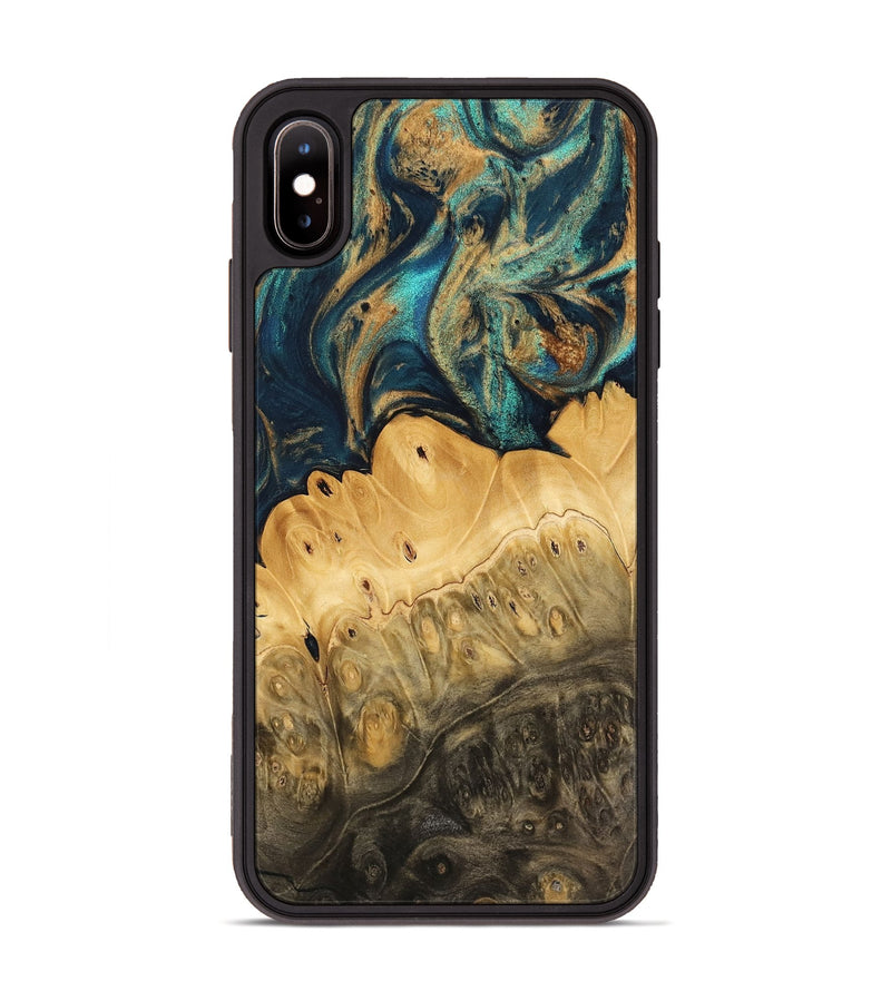 iPhone Xs Max Wood Phone Case - Myranda (Teal & Gold, 733439)