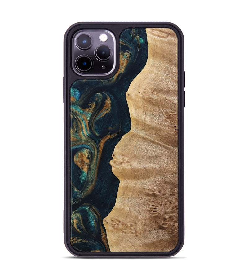 iPhone 11 Pro Max Wood Phone Case - Anabel (Teal & Gold, 733441)