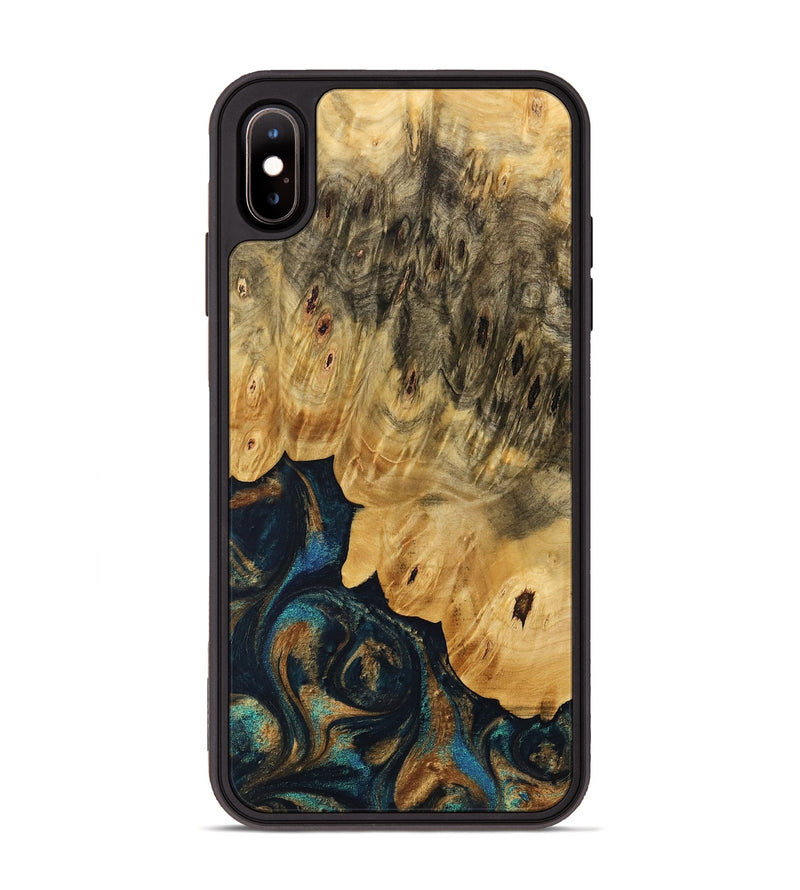 iPhone Xs Max Wood Phone Case - Dayle (Teal & Gold, 733445)