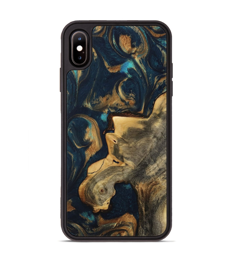 iPhone Xs Max Wood Phone Case - Gelya (Teal & Gold, 733447)