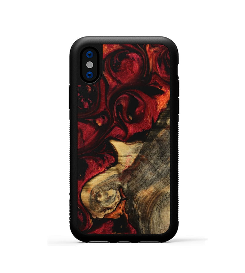 iPhone Xs Wood Phone Case - Myron (Red, 733456)