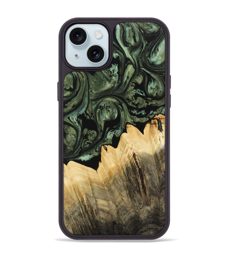 iPhone 15 Plus Wood Phone Case - Doti (Green, 733463)