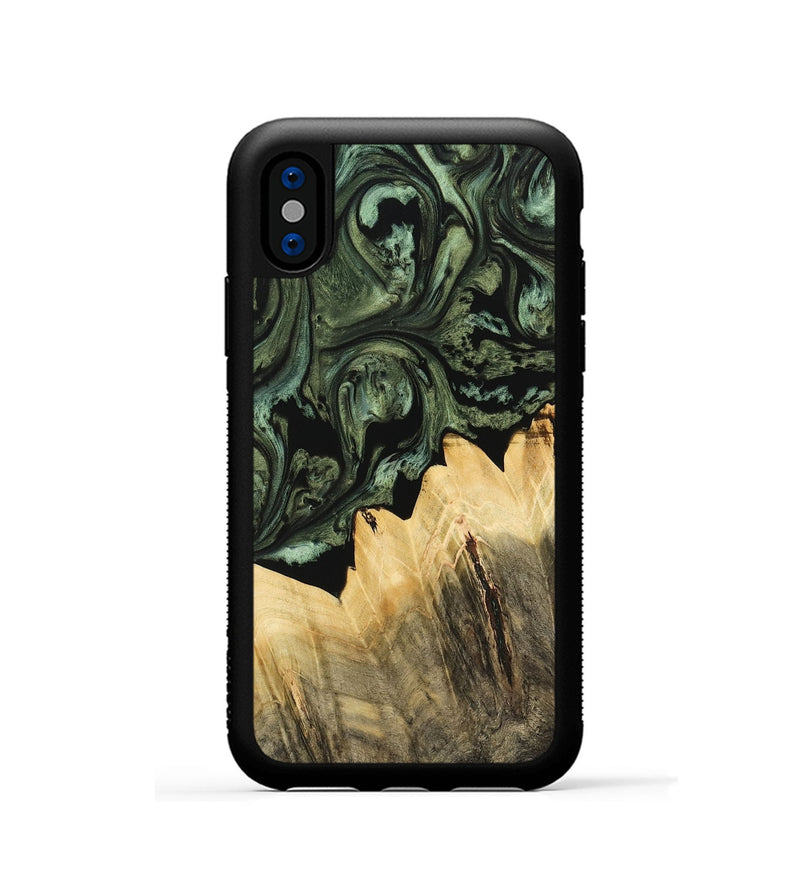 iPhone Xs Wood Phone Case - Doti (Green, 733463)