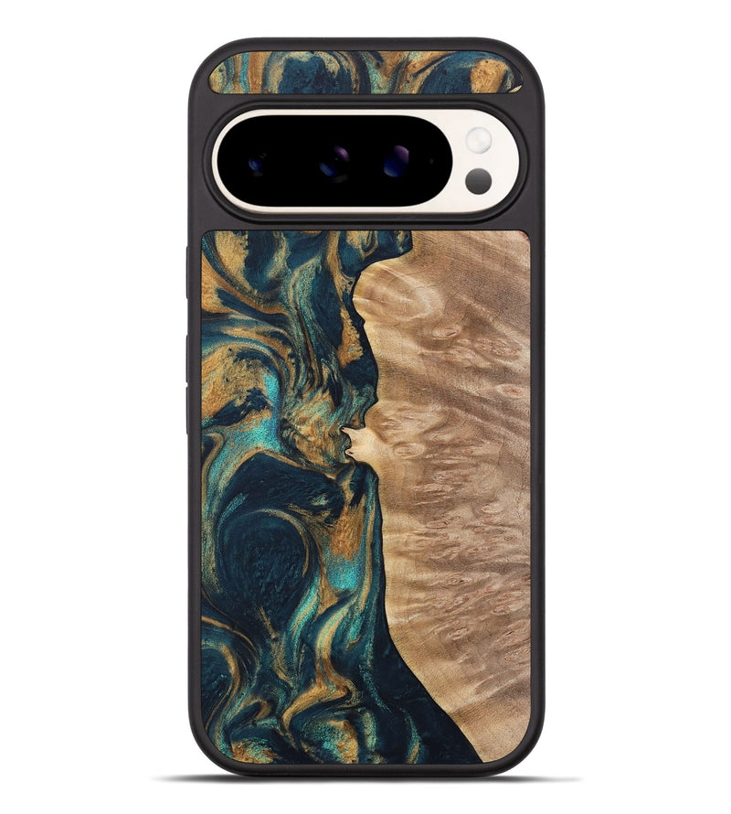 Pixel 9 Pro XL Wood Phone Case - Diane (Teal & Gold, 733485)