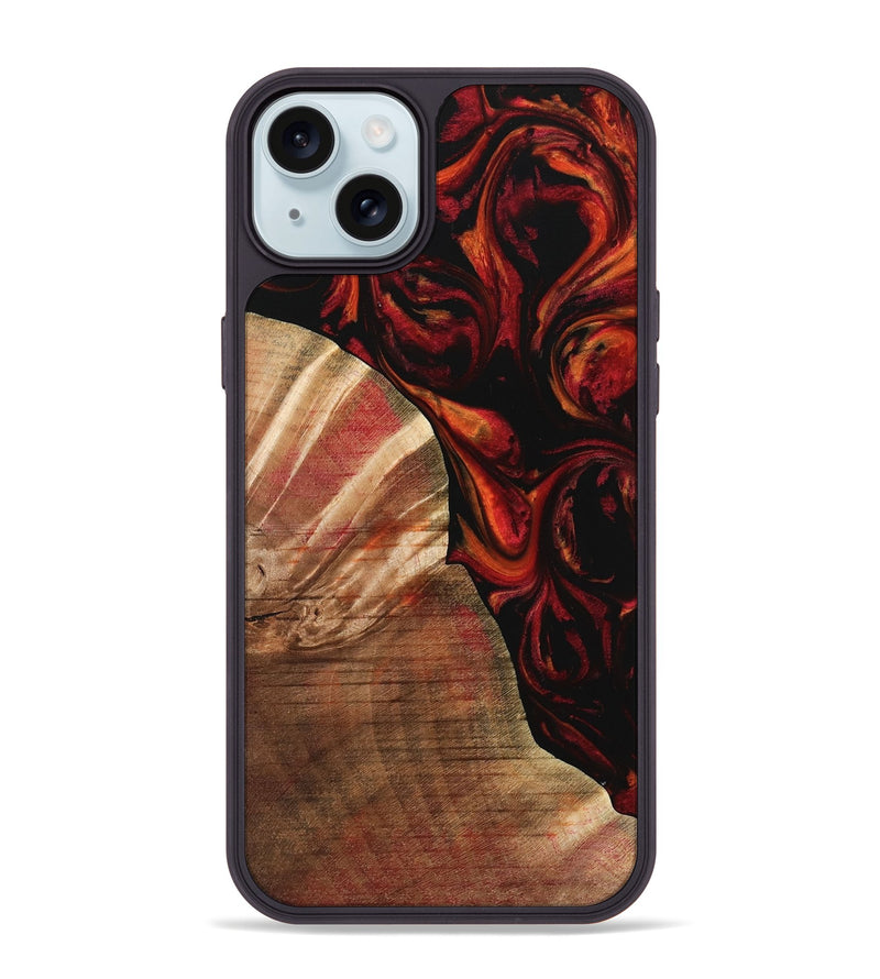 iPhone 15 Plus Wood Phone Case - Ilene (Red, 733502)