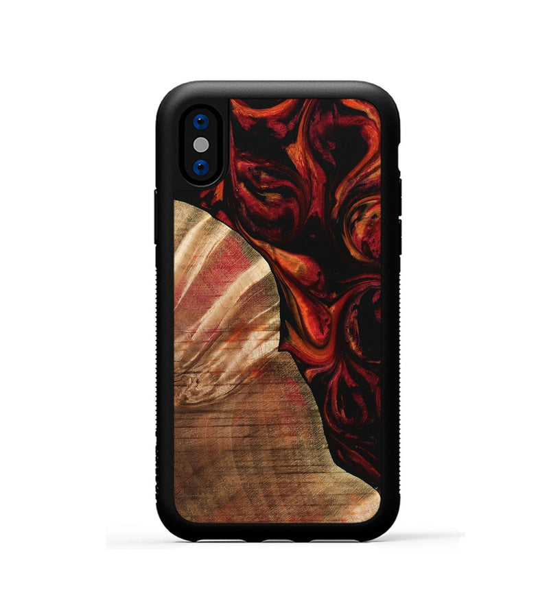 iPhone Xs Wood Phone Case - Ilene (Red, 733502)