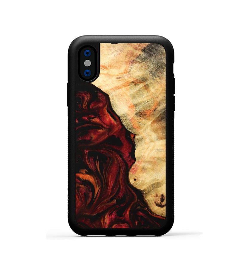 iPhone Xs Wood Phone Case - Abbe (Red, 733504)