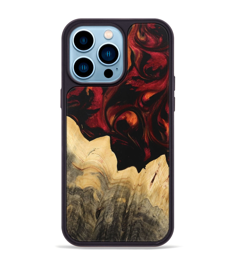 iPhone 14 Pro Max Wood Phone Case - Nata (Red, 733510)