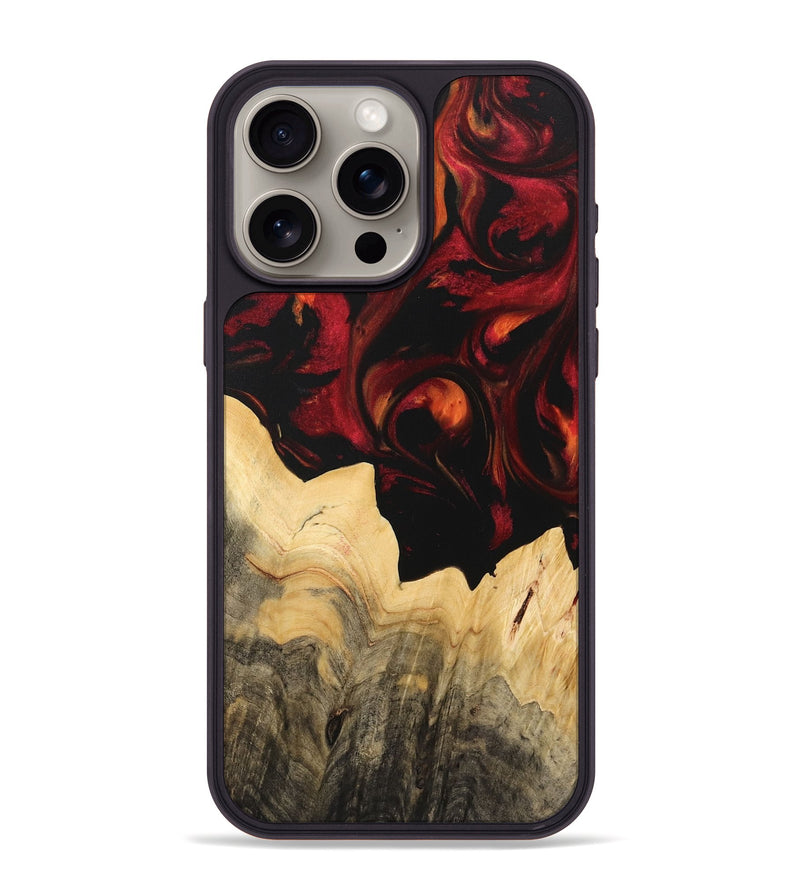 iPhone 15 Pro Max Wood Phone Case - Nata (Red, 733510)