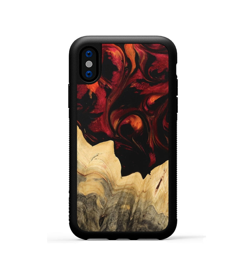 iPhone Xs Wood Phone Case - Nata (Red, 733510)