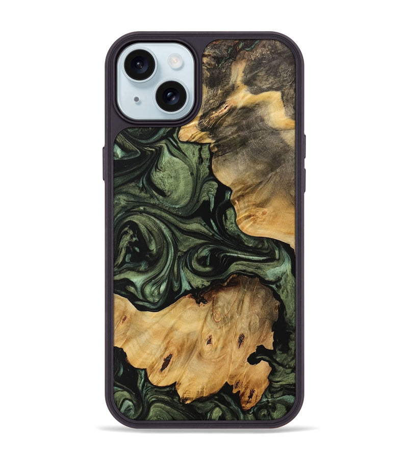 iPhone 15 Plus Wood Phone Case - Natasha (Green, 733524)