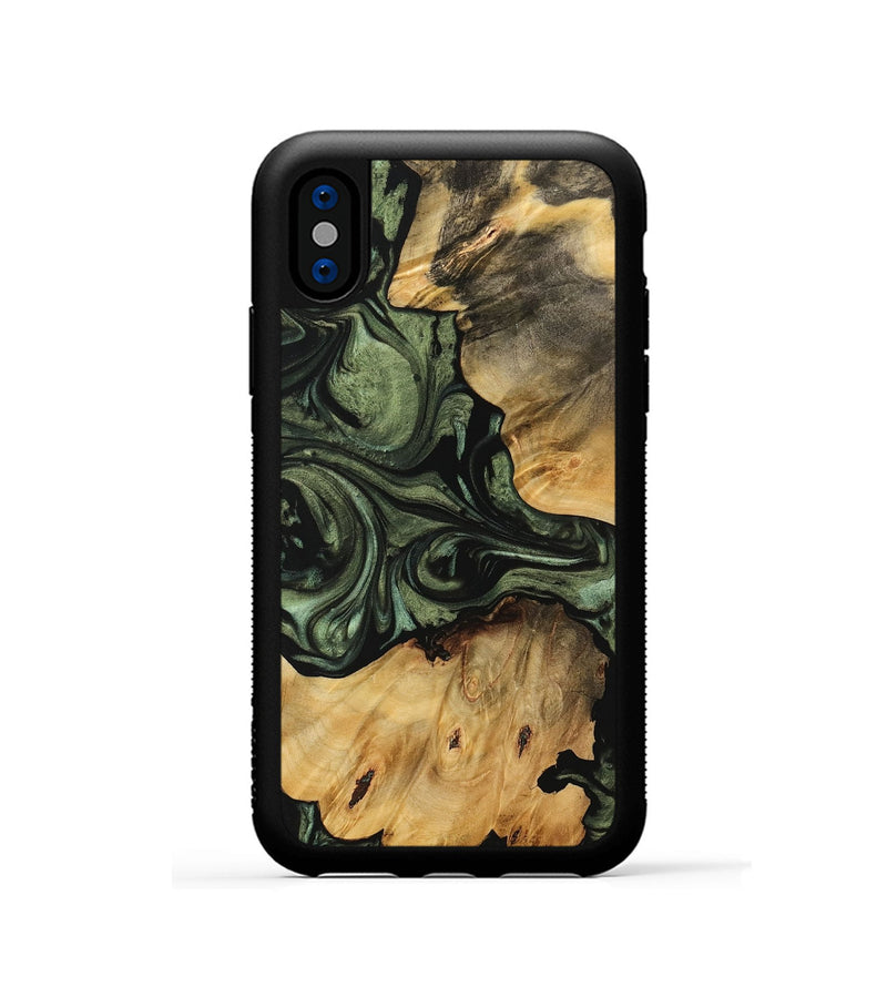 iPhone Xs Wood Phone Case - Natasha (Green, 733524)